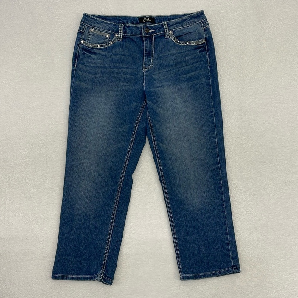 Earl Jeans Cropped Embroidered Sequined Sz 12